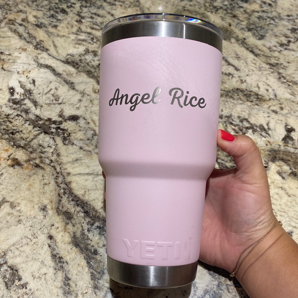 Yeti cup light pink engraved